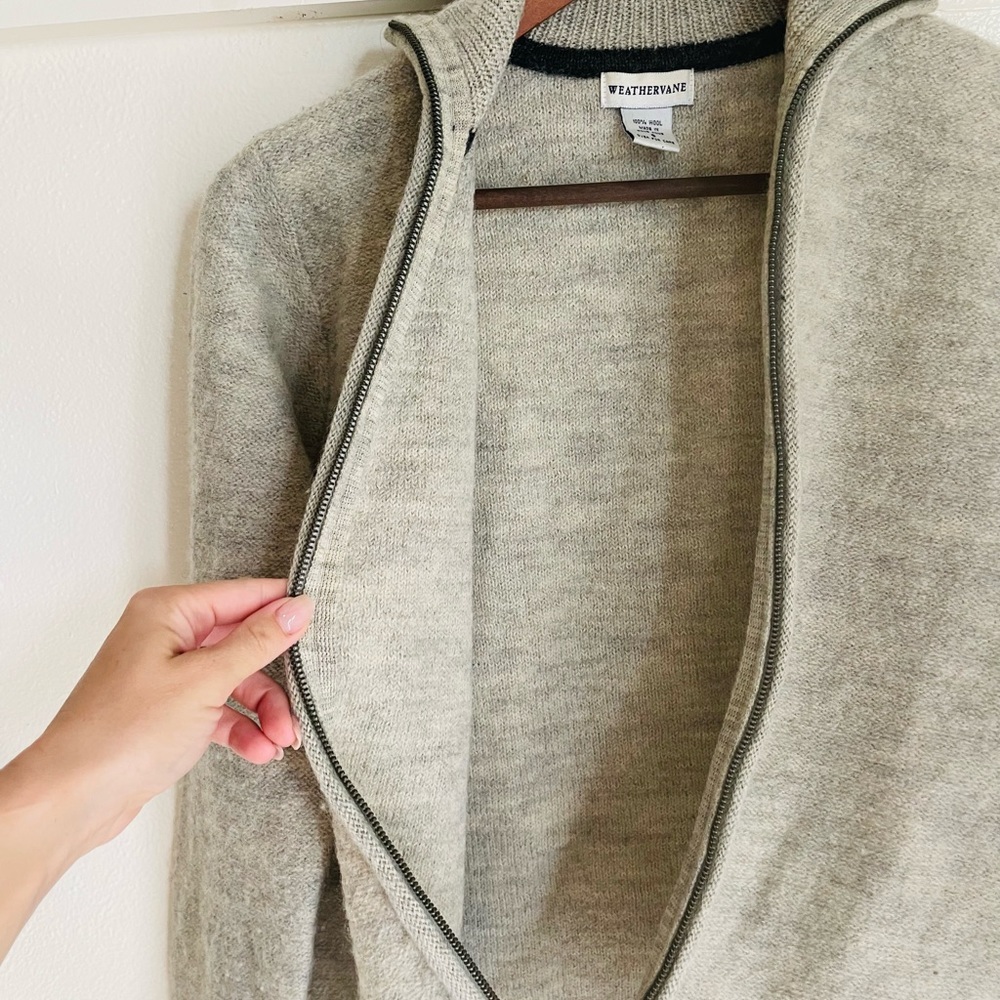 Weathervane S Gray Wool Full Zip Sweater Jacket - Picture 9 of 9